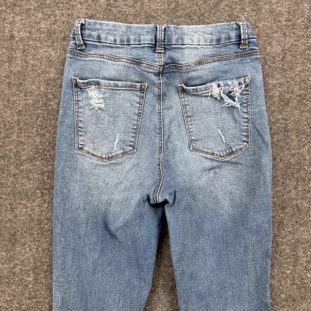 No Boundaries Womens High Rise Distressed Skinny Jeans Medium Wash Blue Size 7 - Picture 6 of 12